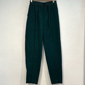 Vintage Bend Over Corduroy Pants Green Pull On Elastic Waist Tapered Sz 8 Short